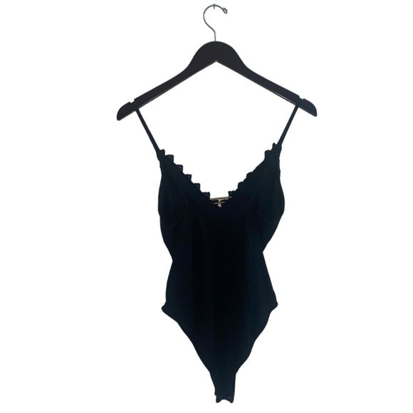 Intimately Free People Gia Black Lace V-Neck Soft Stretch Knit Bodysuit Size M - Picture 11 of 16